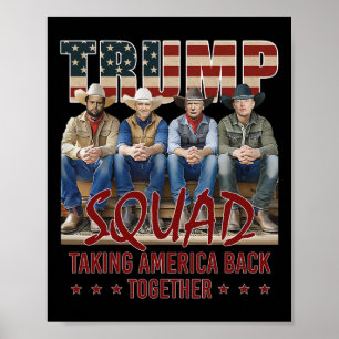 Póster Trump Vance Kennedy Elon Squad lleva a Estados Uni