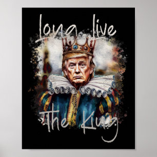 Póster Trump Viva El Rey Divertido Trump Acuarela Gr