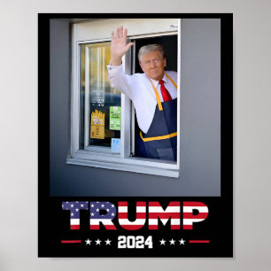 Póster Trump Works Drive-thru Trump Sirviendo Papas Frita