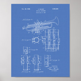 Póster Trumpet 1939 Patent Art Blueprint