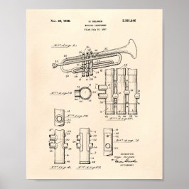 Póster Trumpet 1939 Patent Art Old Peper
