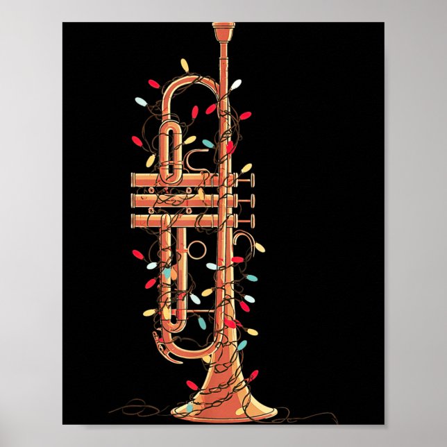 Póster Trumpet Christmas Graphics Lights Lover Player Tru (Frente)