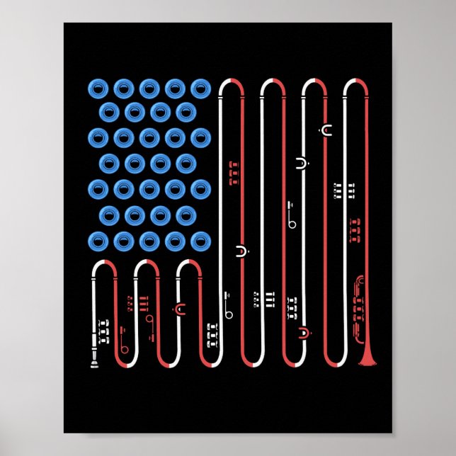 Póster Trumpet Player 4 Of July Jazz Music (Frente)