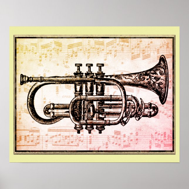 Póster Trumpet Y Notas De Música (Frente)