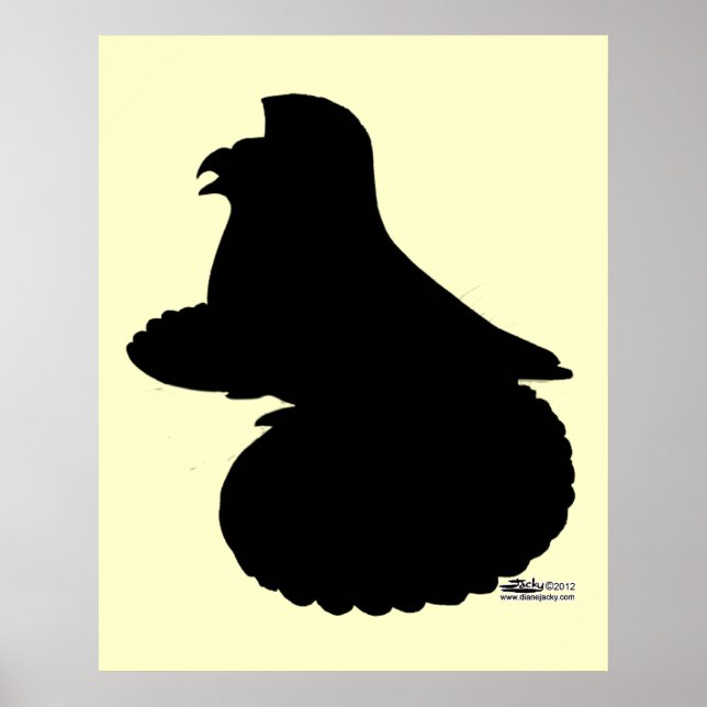 Póster Trumpeter inglés Pigeon Silhouette (Frente)
