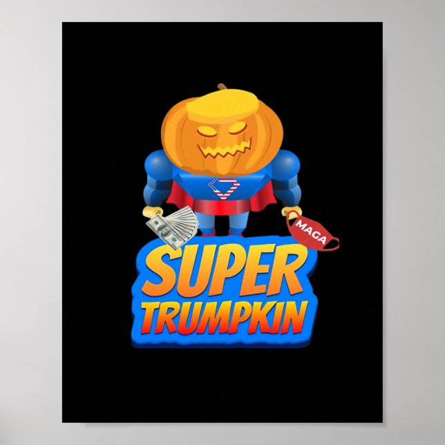Póster Trumpkin Funny Cabeza de calabaza Halloween Costum (Frente)