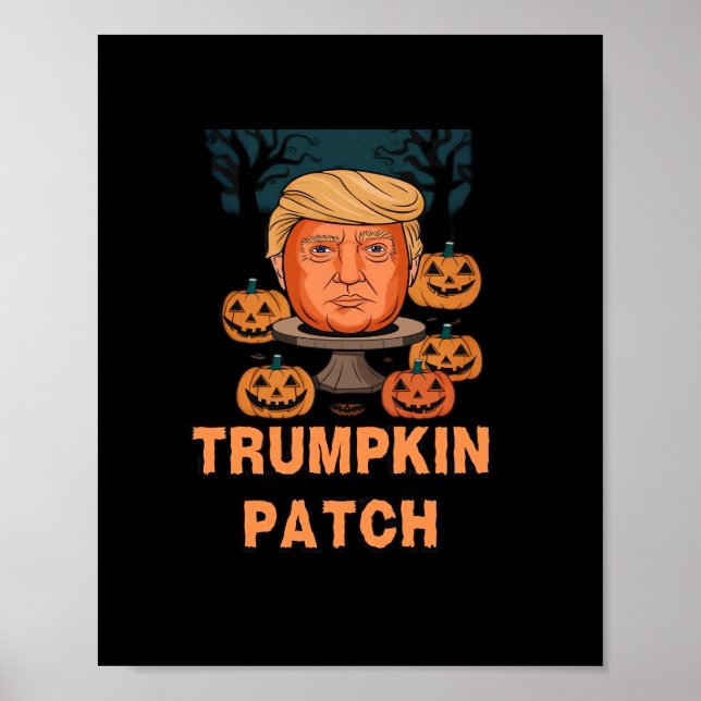 Póster Trumpkin Halloween - Divertida calabaza política D (Frente)
