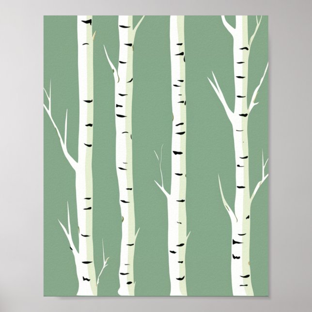 Póster Truncos de Birch de Plata (Frente)