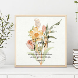 Póster Trust-Proverbs 3:5-6 Naranja floral
