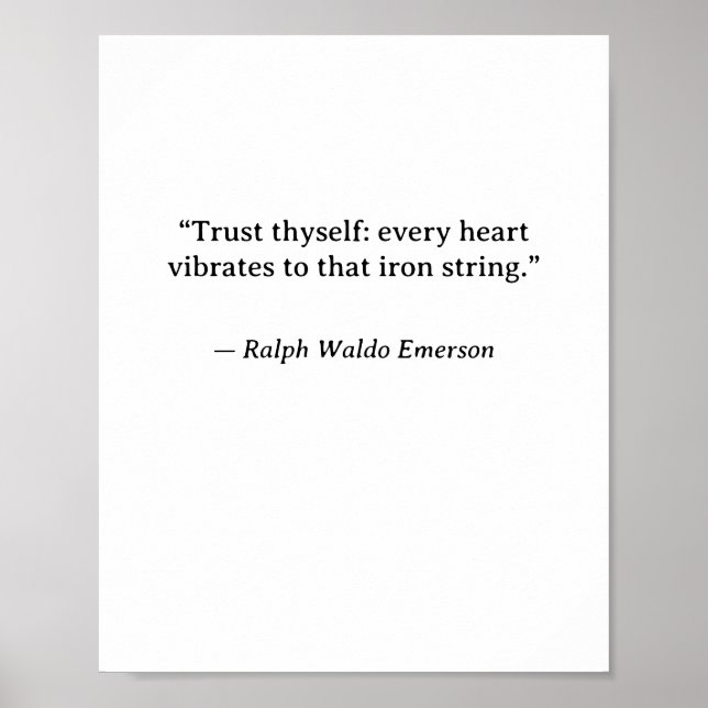 Póster Trust Thyself — Ralph Waldo Emerson Minimalist Wal (Frente)