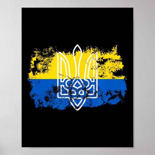 Póster Tryzub Unidos Con Ucrania Tridente Ucraniano (Frente)