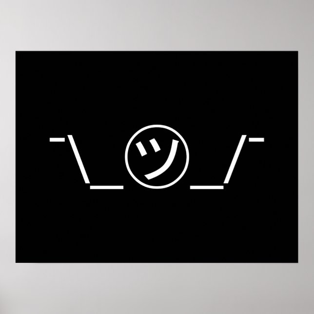 Póster Tsu Kana Shrug Emoticon ¯\_ ㋡_/ Ø Kaomoji japonés (Frente)