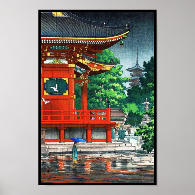 Póster Tsuchiya Koitsu Asakusa Kannondo Temple shin hanga (Frente)