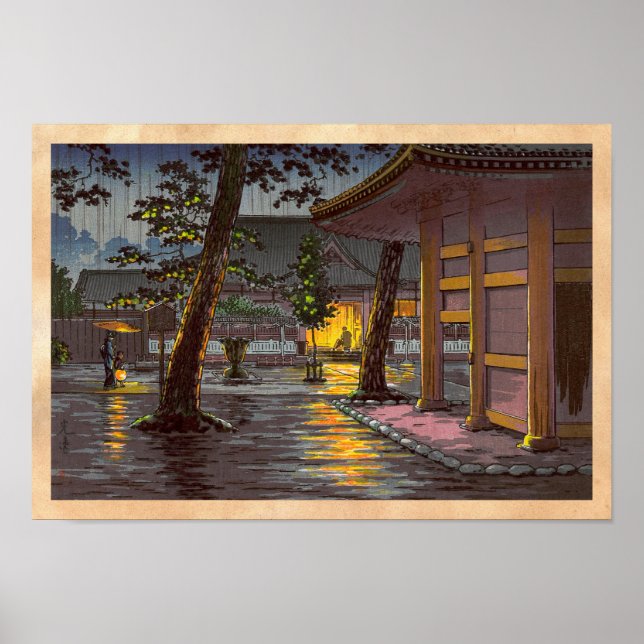 Póster Tsuchiya Koitsu esboza el templo Takanawa Sengakuj (Frente)