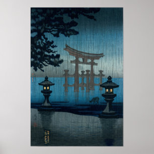 Póster Tsuchiya Koitsu - Miyajima bajo la lluvia