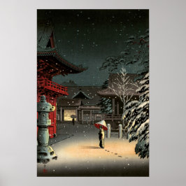 Póster Tsuchiya Koitsu - Nieve en el santuario de Nezu