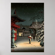 Tsuchiya Koitsu - Nieve en el santuario de Nezu