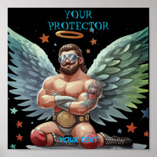 Póster Tu ángel de la guarda protector luchador de espect