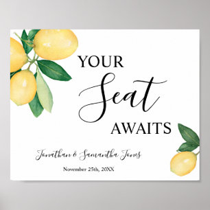 Póster Tu asiento espera el Rótulo Lemons de la recepción