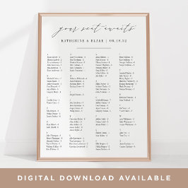 Póster Tu asiento espera | Gráfico de asientos alfabético