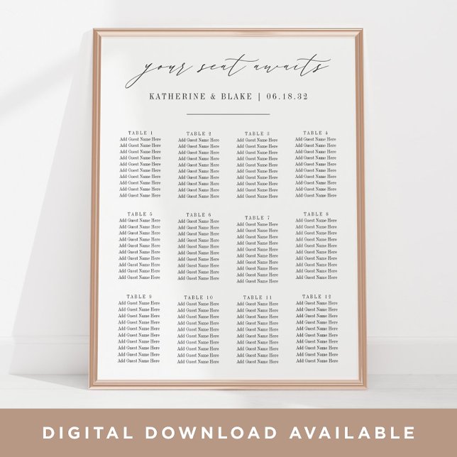 Póster Tu asiento espera | Gráfico de asientos de Boda de (Subido por el creador)