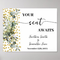 Tu asiento espera la recepción de bodas Eucalyptus