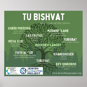 Póster Tu Bishvat - Año Nuevo de los Árboles - en 10 judí