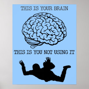 Póster Tu Cerebro En Paracaidismo Cartel Impreso Divertid
