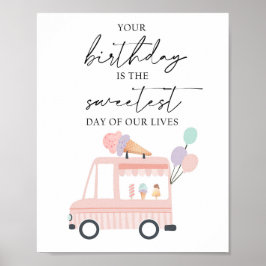 Póster Tu cumpleaños es el camión de crema de hielo más d