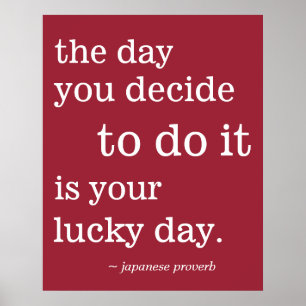 Póster Tu Día de Suerte Proverbio Inspiración Inspiradora