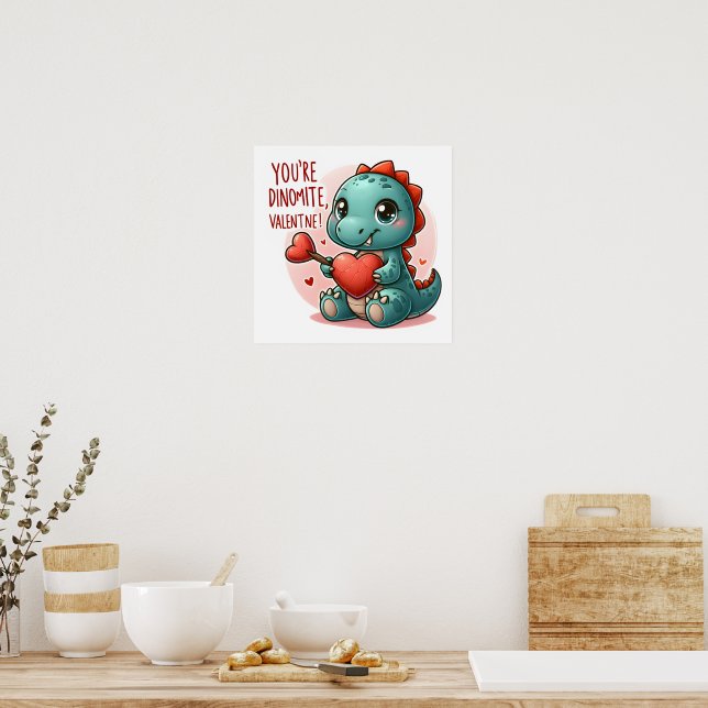 Póster Tu Dinomita Valentine Cute Dinosaur Love (Cocina)