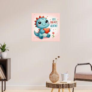 Póster Tu Dinomita Valentine Cute Dinosaur Love