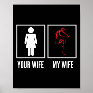 Póster Tu Esposa Mi Esposa Ciclista Motociclista De Monta