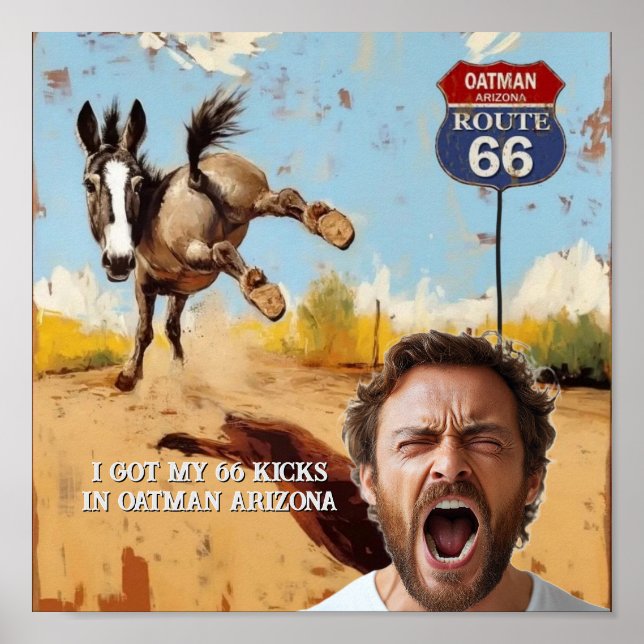 Póster tu foto, consigue tus patadas, oatman arizona, bur (Frente)