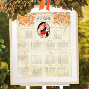 Póster Tu Foto Coral Damask Gold Gráfico de Asientos