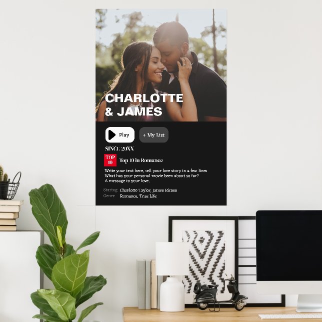Póster Tu foto de sinopsis de película personalizada  (Oficina en casa)