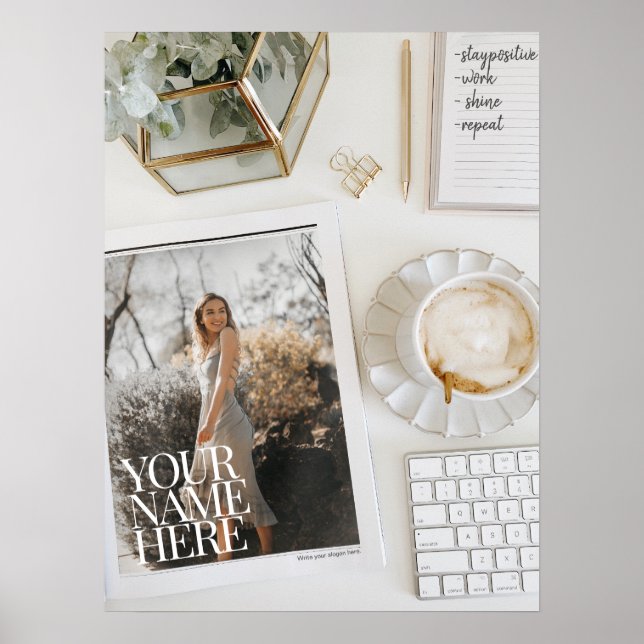 Póster ¡Tu foto en la revista! Oficina de Moda personaliz (Frente)