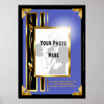 Póster Tu foto en un marco azul Art Deco<br><div class="desc">¿Tienes una foto de ti, de tu familia, amigos o mascotas dignos de colgar en una pared real contra las paredes virtuales a las que clavas Selfies? Esta plantilla de poster le permite hacerlo de una manera elegante y asequible. Reemplace nuestro marcador de posición pix con su imagen subida en...</div>