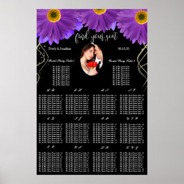 Póster Tu gráfico de asientos de Gerber Daisy en negro y