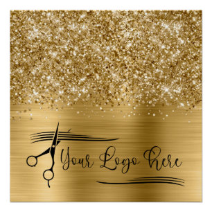 Póster Tu Logo Brillante Dorado Glam