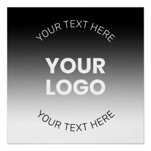 Póster Tu Logotipo Gradiente Negro y Blanco Editable Mo
