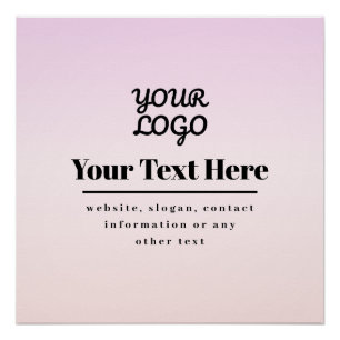 Póster Tu logotipo y texto Pink & Peach Ombre