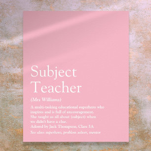 Póster Tu mejor profesora definición Rosa femenino