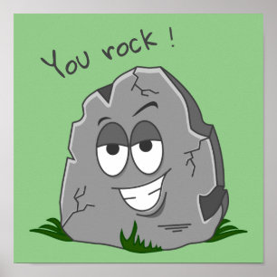 Póster ¡Tú Mola! Piedra de Dibujos Animados Gris Divertid