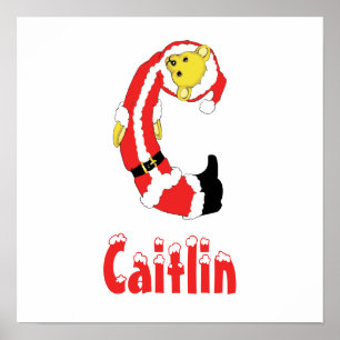 Póster ¡Tu Nombre Aquí! Letra personalizado C Teddy Bear