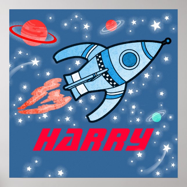 Póster Tu nombre de los chicos del espacio de cohetes pos (Frente)