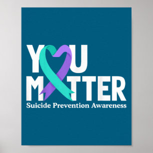 Póster Tú Prevención del Suicidio Conciencia Verde Azul y