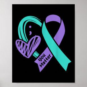Póster Tú Prevención del Suicidio Conciencia Verde Púrpur