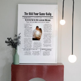 Póster Tu propia historia de noticias de primera plana pe