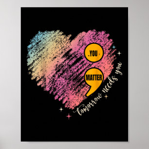 Póster Tú punto y coma Corazón Retro Conciencia sobre la 